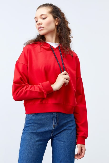 Relaxed Hooded Sweatshirt With Tie Detail - Image 5
