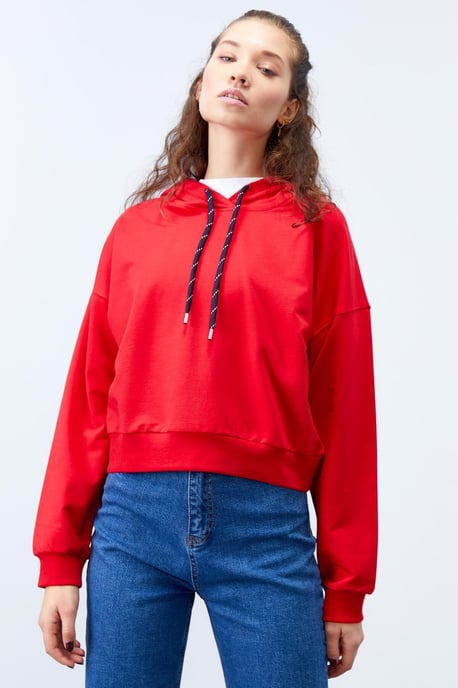 Relaxed Hooded Sweatshirt With Tie Detail - Image 6