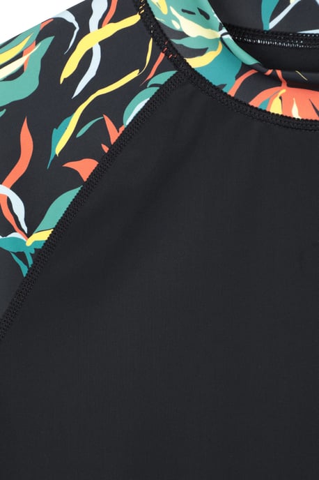 Women's Patterned Rash Vest Sun Protection Quick Dry Stretchy Swimwear Black - Image 4