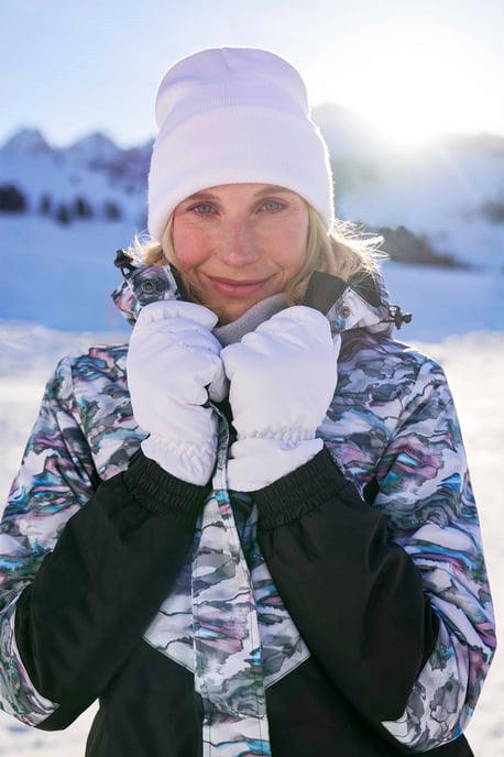 Women's Ski Gloves Warm Snowproof Water Resistant Textured Palm Winter Mittens White - Image 1