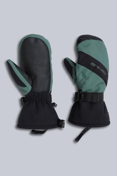 'Snowstorm' Men's Snow Mittens Waterproof Padded Warm Cosy Winter Ski Gloves Dark Green - Image 1