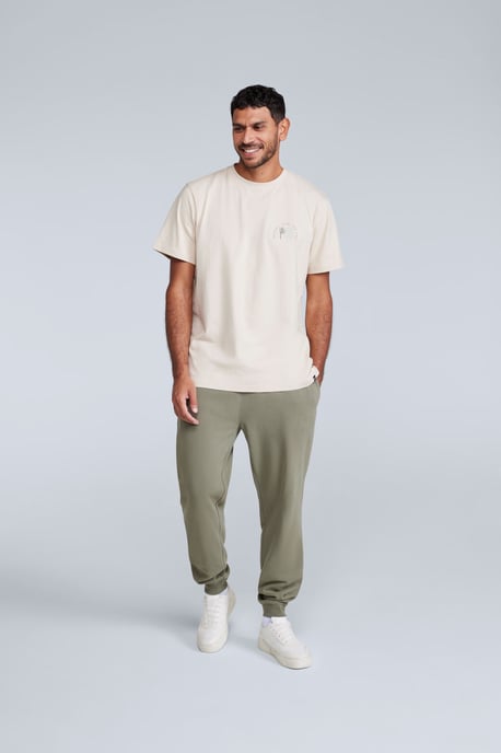 'Driver' Men's Joggers Casual Soft Cotton Lightweight Elastic Waistband Pants Khaki - Image 3