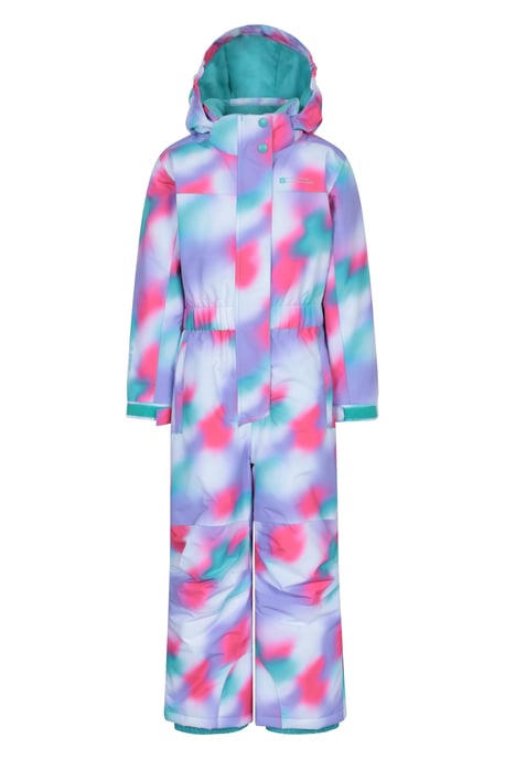 'Cloud' Kids Snowsuit Waterproof Fleece Lined Hooded Full Zip Winter Ski Suit Pink - Image 1