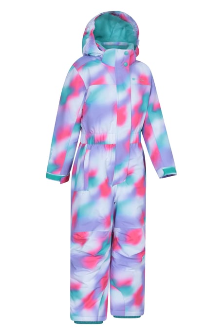 'Cloud' Kids Snowsuit Waterproof Fleece Lined Hooded Full Zip Winter Ski Suit Pink - Image 2