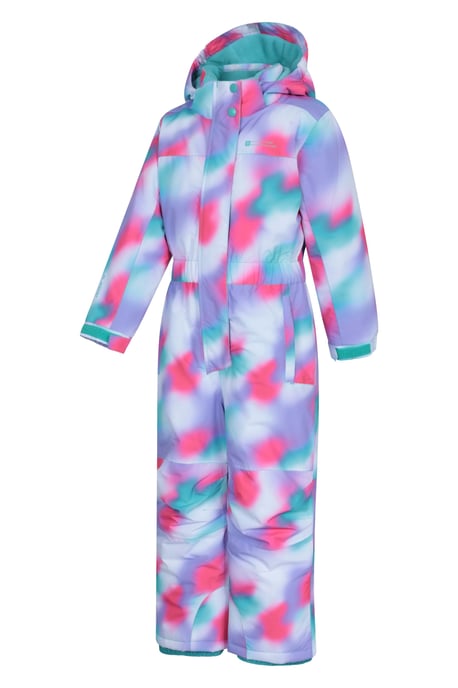 'Cloud' Kids Snowsuit Waterproof Fleece Lined Hooded Full Zip Winter Ski Suit Pink - Image 4