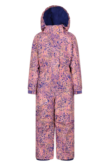 'Cloud' Kids Snowsuit Waterproof Fleece Lined Hooded Full Zip Winter Ski Suit Coral - Image 2