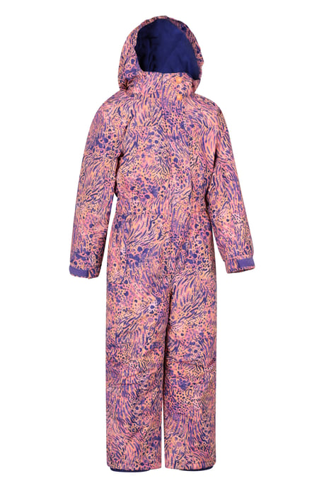 'Cloud' Kids Snowsuit Waterproof Fleece Lined Hooded Full Zip Winter Ski Suit Coral - Image 3