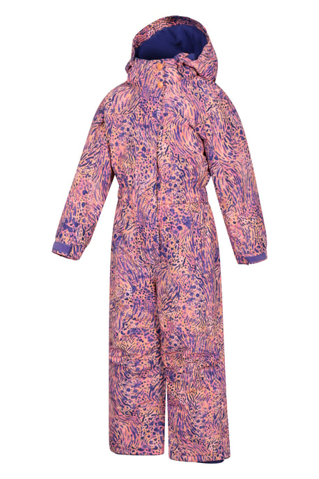'Cloud' Kids Snowsuit Waterproof Fleece Lined Hooded Full Zip Winter Ski Suit Coral - Image 5