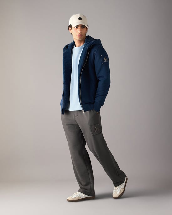 Regular Fit Long Sleeve Logo Detail Hoodie in Navy - Image 3