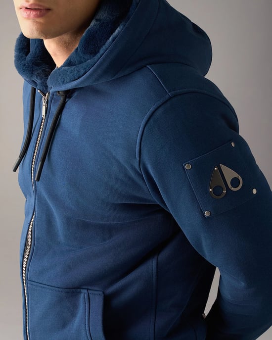 Regular Fit Long Sleeve Logo Detail Hoodie in Navy - Image 4