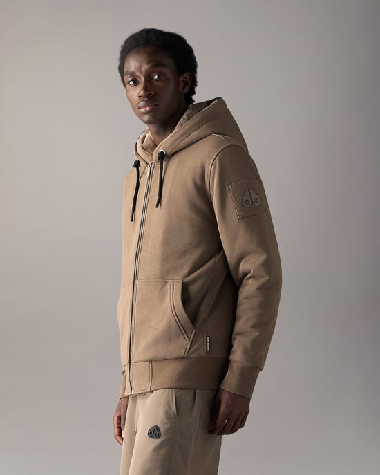 Regular Fit Long Sleeve Logo Detail Hoodie in Taupe - Image 2