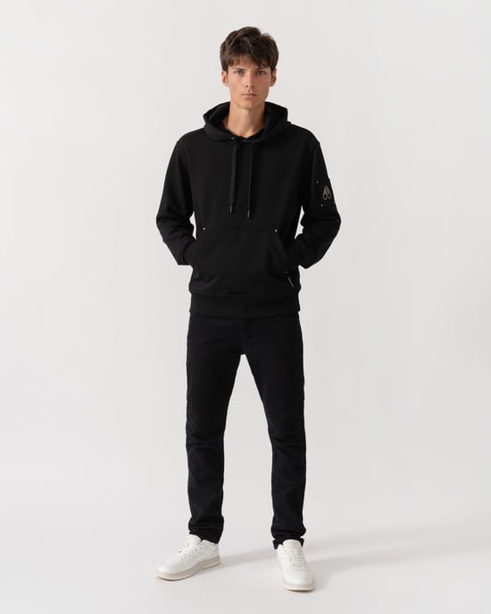 Regular Fit Long Sleeve Logo Detail Hoodie in Black - Image 3