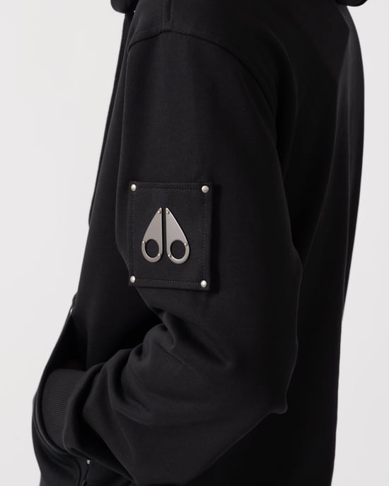 Regular Fit Long Sleeve Logo Detail Hoodie in Black - Image 4