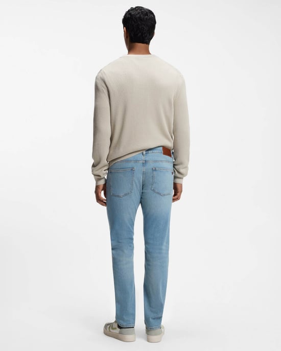 Slim Fit Logo Detail Trousers in Pale Blue - Image 2