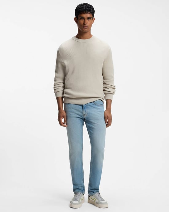 Slim Fit Logo Detail Trousers in Pale Blue - Image 3