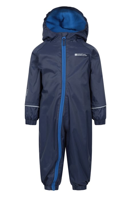 'Spright' Kids Waterproof Rain Suit Warm Fleece Lined Children's Hooded Coverall Navy - Image 1