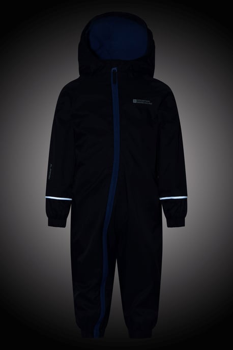 'Spright' Kids Waterproof Rain Suit Warm Fleece Lined Children's Hooded Coverall Navy - Image 2