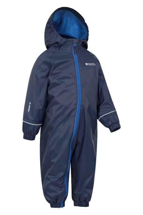 'Spright' Kids Waterproof Rain Suit Warm Fleece Lined Children's Hooded Coverall Navy - Image 3