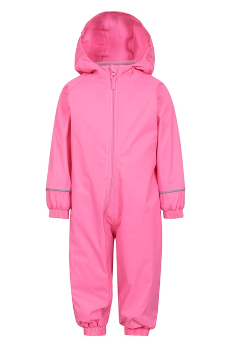 'Spright' Kids Waterproof Rain Suit Warm Fleece Lined Children's Hooded Coverall Pink - Image 1