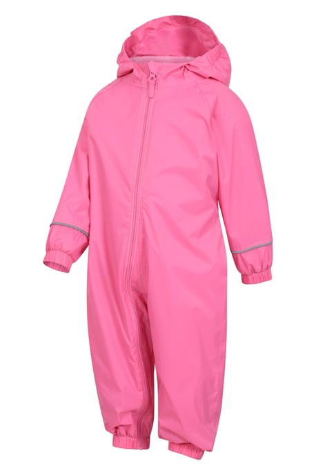 'Spright' Kids Waterproof Rain Suit Warm Fleece Lined Children's Hooded Coverall Pink - Image 4