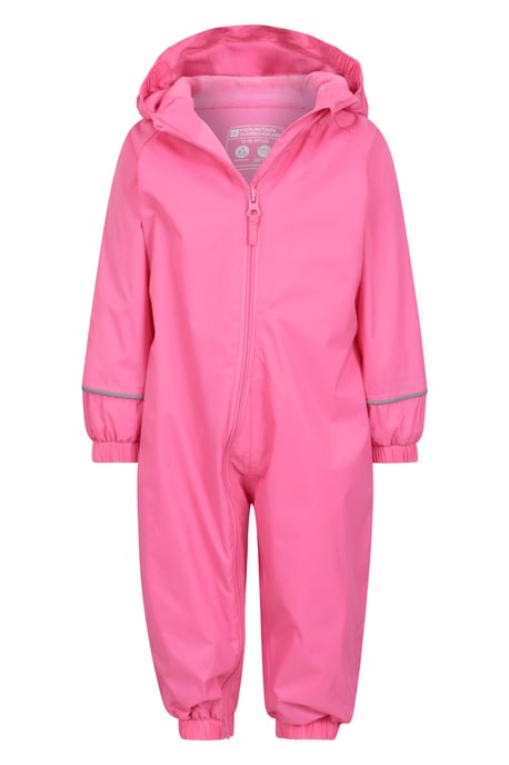 'Spright' Kids Waterproof Rain Suit Warm Fleece Lined Children's Hooded Coverall Pink - Image 5