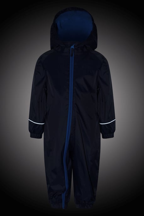 'Spright' Kids Fleece Lined Waterproof Rain Suit Lightweight Reflective Coverall Navy - Image 2