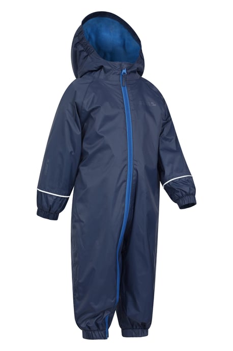 'Spright' Kids Fleece Lined Waterproof Rain Suit Lightweight Reflective Coverall Navy - Image 5