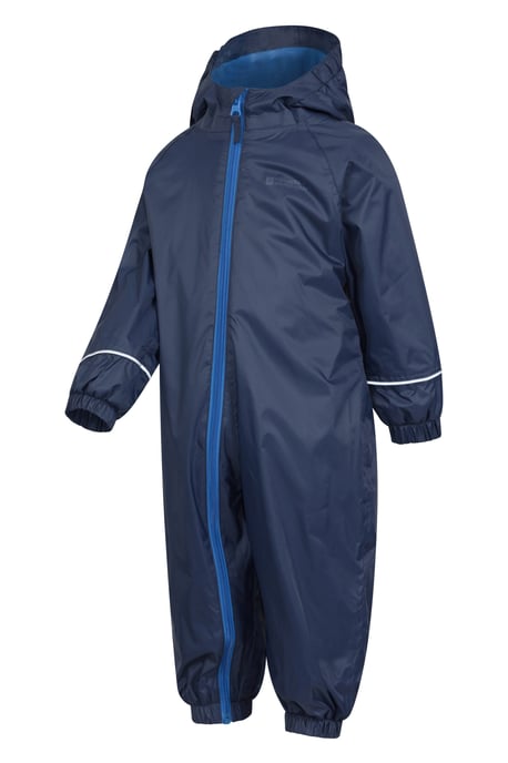 'Spright' Kids Fleece Lined Waterproof Rain Suit Lightweight Reflective Coverall Navy - Image 6