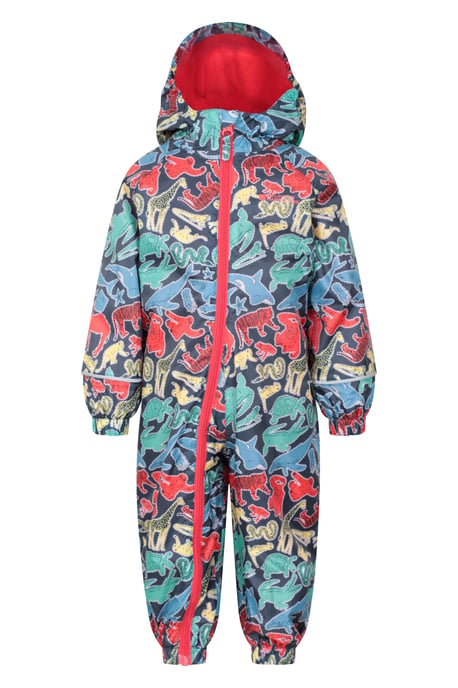 'Spright' Kids Waterproof Printed Rain Suit Warm Fleece Lined Hooded Coverall Multicolour - Image 1