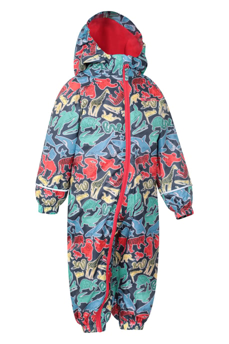 'Spright' Kids Waterproof Printed Rain Suit Warm Fleece Lined Hooded Coverall Multicolour - Image 2
