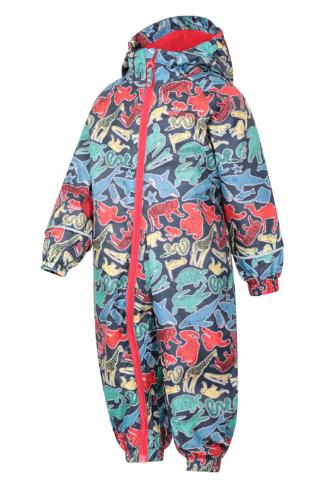 'Spright' Kids Waterproof Printed Rain Suit Warm Fleece Lined Hooded Coverall Multicolour - Image 4
