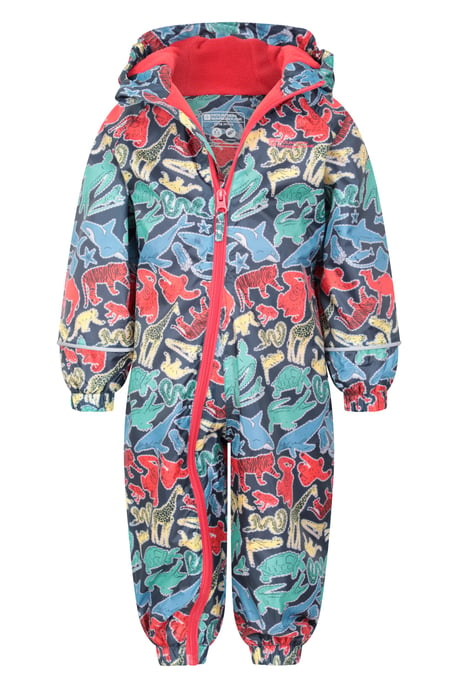 'Spright' Kids Waterproof Printed Rain Suit Warm Fleece Lined Hooded Coverall Multicolour - Image 5