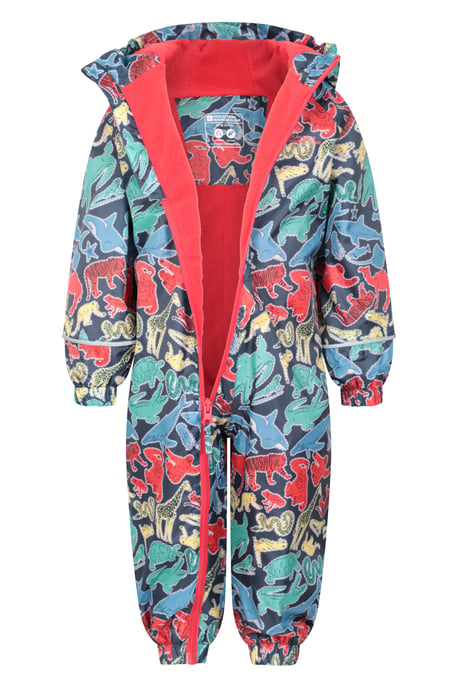 'Spright' Kids Waterproof Printed Rain Suit Warm Fleece Lined Hooded Coverall Multicolour - Image 6