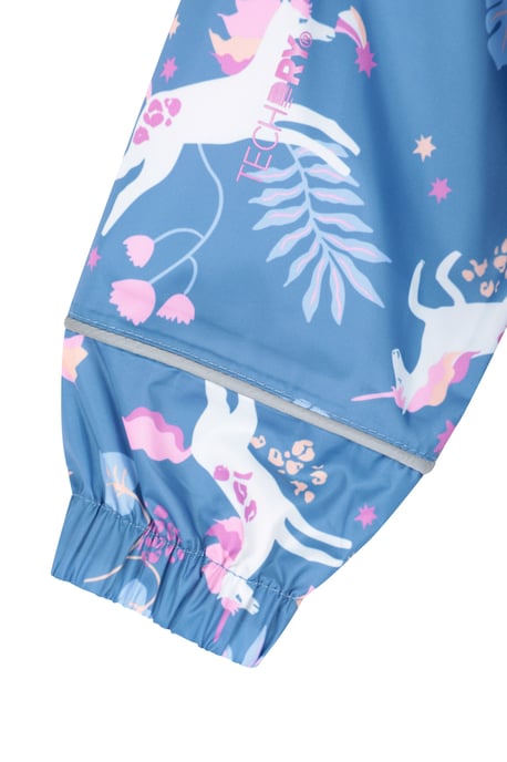 'Puddle' Kids Printed Waterproof Rain Suit Hooded Toddler All in One Coverall Purple - Image 6