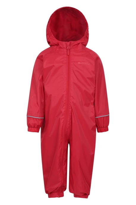 'Spright' Kids Waterproof Rain Suit Warm Fleece Lined Children's Hooded Coverall Red - Image 1