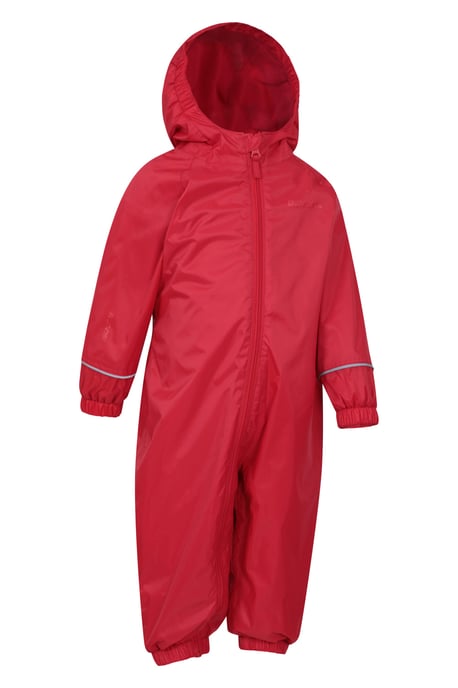 'Spright' Kids Waterproof Rain Suit Warm Fleece Lined Children's Hooded Coverall Red - Image 2