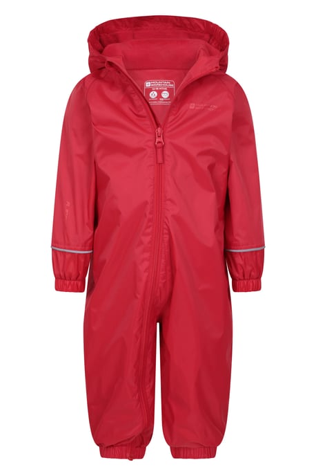 'Spright' Kids Waterproof Rain Suit Warm Fleece Lined Children's Hooded Coverall Red - Image 5