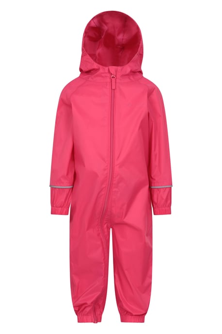'Puddle' Kids Waterproof Rain Suit Reflective High Visibility Outdoor Coverall Pink - Image 1