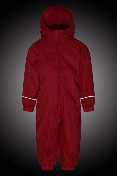 'Spright' Kids Fleece Lined Waterproof Rain Suit Lightweight Reflective Coverall Red - Image 2