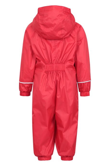 'Spright' Kids Fleece Lined Waterproof Rain Suit Lightweight Reflective Coverall Red - Image 3