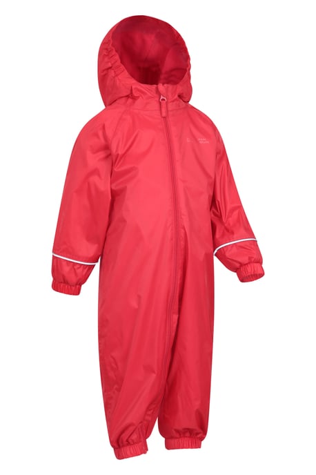 'Spright' Kids Fleece Lined Waterproof Rain Suit Lightweight Reflective Coverall Red - Image 5