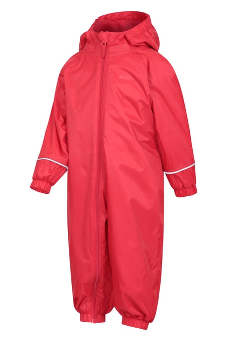 'Spright' Kids Fleece Lined Waterproof Rain Suit Lightweight Reflective Coverall Red - Image 6