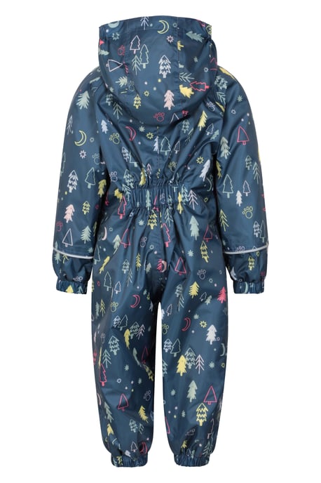 'Spright' Kids Waterproof Printed Rain Suit Warm Fleece Lined Hooded Coverall Navy - Image 3