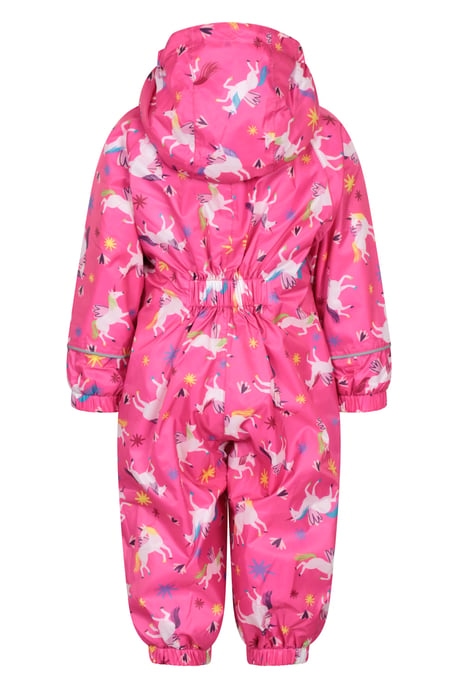 'Spright' Kids Waterproof Printed Rain Suit Warm Fleece Lined Hooded Coverall Pink - Image 3