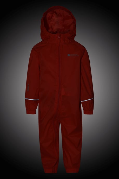 'Puddle' Kids Waterproof Rain Suit Reflective High Visibility Outdoor Coverall Orange - Image 2