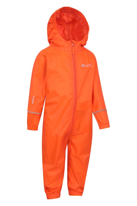 'Puddle' Kids Waterproof Rain Suit Reflective High Visibility Outdoor Coverall Orange - Image 3