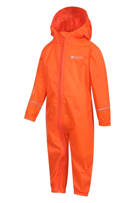 'Puddle' Kids Waterproof Rain Suit Reflective High Visibility Outdoor Coverall Orange - Image 6