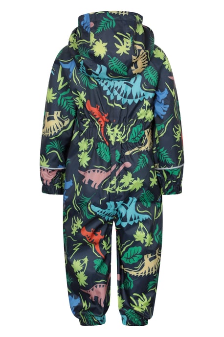 'Puddle' Kids Printed Waterproof Rain Suit Hooded Toddler All in One Coverall Blue - Image 6