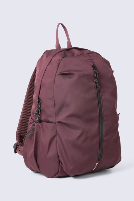 Unisex Front Zip Backpack with Multiple Pockets Travelling Bag Burgundy - Image 2