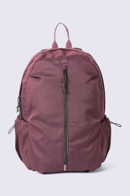 Unisex Front Zip Backpack with Multiple Pockets Travelling Bag Burgundy - Image 3